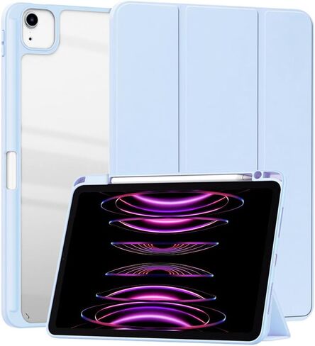 Smart Case for iPad Pro 13 Inch (M5) 2025 / (M4) 2024 with Pencil Holder, Clear Transparent Back Shell Slim Stand Shockproof Tablet Cover, Auto Wake/Sleep (Grey) in Saudi Arabia