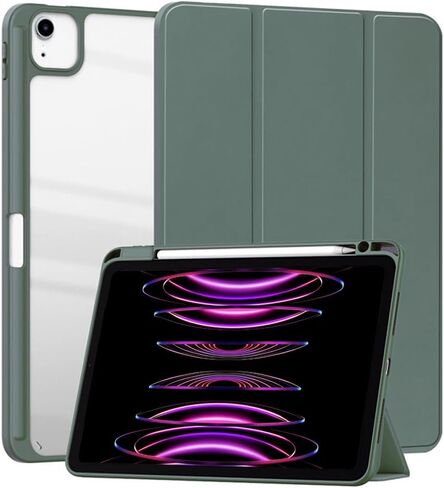 Smart Case for iPad Pro 13 Inch (M5) 2025 / (M4) 2024 with Pencil Holder, Clear Transparent Back Shell Slim Stand Shockproof Tablet Cover, Auto Wake/Sleep (Grey) in Saudi Arabia