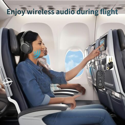 جهاز استقبال إرسال بلوتوث 5.4 لسماعتي Airpods أو سماعات الرأس، محول بلوتوث للطائرة مع زمن وصول منخفض aptX، وقت تشغيل 20 ساعة، مقبس AUX صوتي 3.5 مم للطيران، التلفزيون، الكمبيوتر الشخصي، صالة الألعاب الرياضية، الأجهزة اللوحية ستيريو السيارة in Kuwait