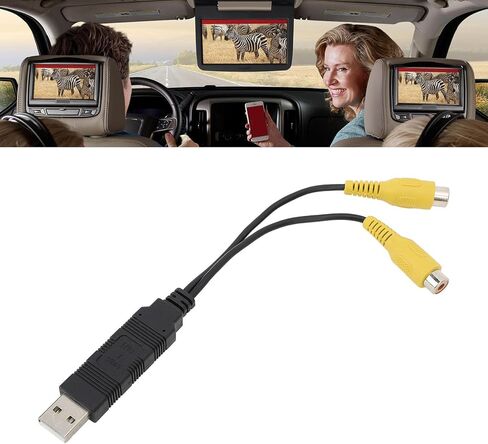 محول إخراج فيديو USB CVBS، كابل فيديو عالي الدقة لراديو السيارة AV، متوافق مع مسند الرأس وشاشات السقف، نقل سريع in Kuwait