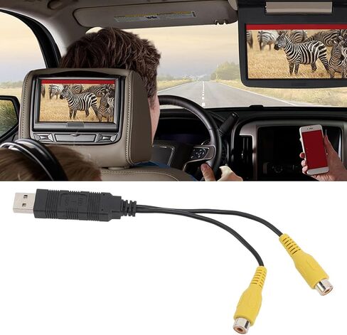 محول إخراج فيديو USB CVBS، كابل فيديو عالي الدقة لراديو السيارة AV، متوافق مع مسند الرأس وشاشات السقف، نقل سريع in Kuwait