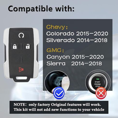 DIY Key Fob Kit Replacement for 2014 2015 2016 2017 2018 Chevy Silverado 1500 2500 3500 HD GMC Sierra 2015-2020 GMC Canyon Chevy Colorado Keyless Entry M3N-32337100 with Easy OBD Tool At Home in Kuwait