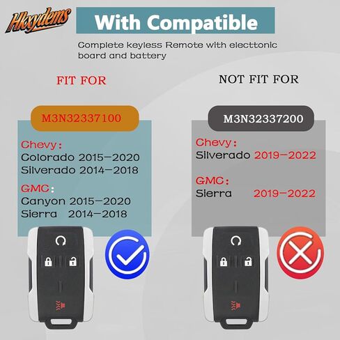 DIY Key Fob Kit Replacement for 2014 2015 2016 2017 2018 Chevy Silverado 1500 2500 3500 HD GMC Sierra 2015-2020 GMC Canyon Chevy Colorado Keyless Entry M3N-32337100 with Easy OBD Tool At Home in Kuwait