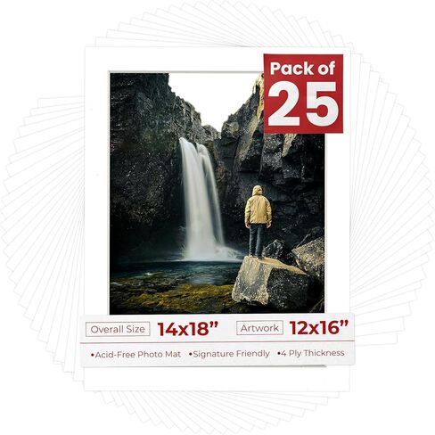 لوحة حصيرة بيبل من ملصق Palooza باللون الأبيض الفاتح لإطارات مقاس 14 × 18 - تناسب صور مقاس 12 × 16 - بساط واحد in Kuwait