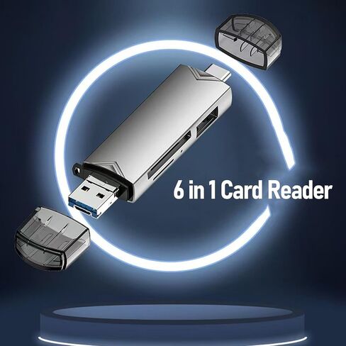 EBTOOLS 6 in 1 Multifunction Card Reader, USB 3.0 Memory Card Reader with Plug and Play, for SDXC SDHC MMC XC UHS I Cards, Compatible with 2000 to 10 in Kuwait