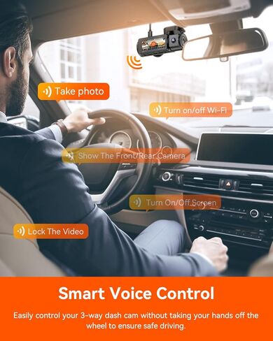 Vantrue N4 Pro 4K 3 Channel Dash Cam، STARVIS 2 IMX678 x PlatePix™ x HDR للرؤية الليلية، 4K+1080P+1080P كاميرا أمامية داخلية وخلفية، التحكم الصوتي، WiFi، GPS (متجدد) in Kuwait