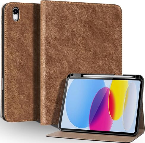 حافظة لجهاز iPad (A16) الجيل الحادي عشر 11 بوصة 2025، iPad الجيل العاشر 10.9 بوصة 2022، غطاء حماية مع حامل قلم رصاص، إغلاق مغناطيسي، نوم/تنشيط تلقائي، مضاد للخدش، بني داكن in Kuwait