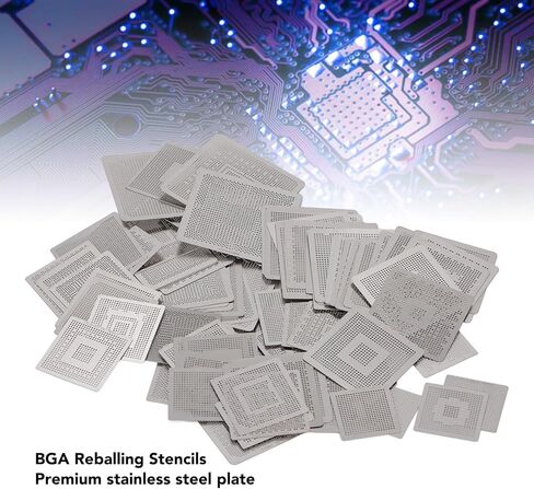 Fafeicy BGA Reballing Stencils، 304 قوالب من الفولاذ المقاوم للصدأ لإصلاح بطاقة رسومات الكمبيوتر المحمول، مجموعة متينة مكونة من 144 قطعة مع علامات دقيقة in Kuwait
