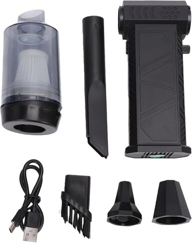 منفضة هواء مضغوطة بمحرك عالي السرعة بدون فرشاة، منفضة هواء كهربائية مع شاشة LED، 4 فوهات ورأسين للفرشاة، مثالية للوحة مفاتيح الكمبيوتر، وتنظيف السيارة، والمنزل والخارج in Kuwait