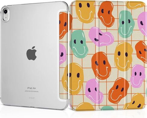 حافظة MEEgoodo لجهاز M4/M3/M2 iPad Air 11 بوصة 2026 2025 2024، حافظة لجهاز iPad Air الجيل الخامس/الرابع 10.9 بوصة 2022 2020، غطاء كمبيوتر لوحي بملمس حريري وغطاء خلفي شفاف للكمبيوتر الشخصي، خطوط بيج in Kuwait