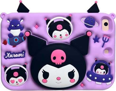 Cartoon Case for iPad 10.2"，MONEHOYSY Cute Soft Silicone Kickstand [Drop Proof,Shock Proof,Anti Slip] Back Stand Cover Case for Kids Children Teens Girls Boys (Kurom-1) in Kuwait