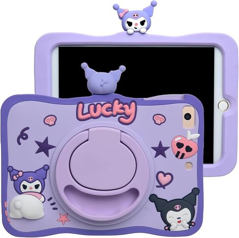 Cartoon Case for iPad 10.2"，MONEHOYSY Cute Soft Silicone Kickstand [Drop Proof,Shock Proof,Anti Slip] Back Stand Cover Case for Kids Children Teens Girls Boys (Kurom-1) in Kuwait