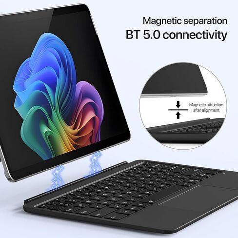 ZenRich Rugged Case with Keyboard for Surface Pro 12, Bluetooth Keyboard Case for Microsoft Surface Pro 12-inch with 360 Rotating Hand Strap & Stand & Shoulder Belt in Kuwait