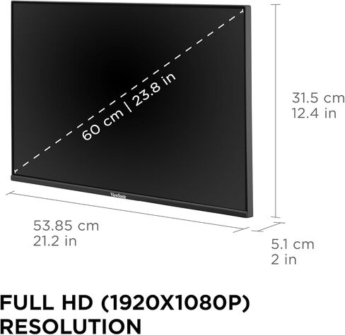 مجموعة الشاشات المزدوجة ViewSonic VA2456A-MHD_H2 بدون إطار IPS بدقة 1080 بكسل للرأس فقط مع 120 هرتز، والعناية بالعين، وقابلة للتركيب على VESA، ومدخل HDMI، وDisplayPort، وVGA للمنزل والمكتب (متجدد) in Kuwait