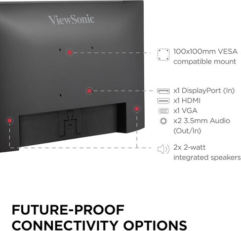 مجموعة الشاشات المزدوجة ViewSonic VA2456A-MHD_H2 بدون إطار IPS بدقة 1080 بكسل للرأس فقط مع 120 هرتز، والعناية بالعين، وقابلة للتركيب على VESA، ومدخل HDMI، وDisplayPort، وVGA للمنزل والمكتب (متجدد) in Kuwait