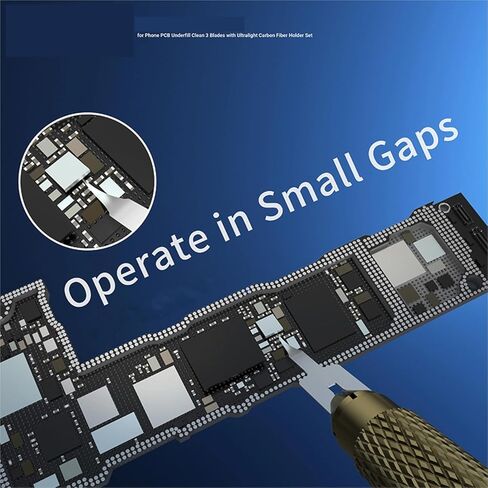 1 قطعة DA12 للهاتف PCB Underfill نظيفة 3 شفرات مع مجموعة حامل ألياف الكربون خفيفة إزالة الغراء نقب سكين in Kuwait