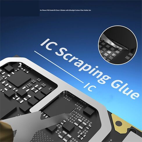 1 قطعة DA12 للهاتف PCB Underfill نظيفة 3 شفرات مع مجموعة حامل ألياف الكربون خفيفة إزالة الغراء نقب سكين in Kuwait