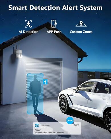 OOSSXX Wireless 2.4G/5G WiFi Cameras for Outdoor Home Security, 2K 3MP PTZ Camera 2-Way Audio,Outside Video Surveillance Indoor, Color Night Vision in Kuwait