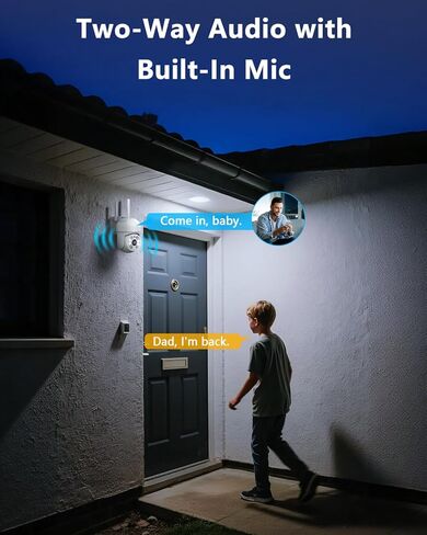 OOSSXX Wireless 2.4G/5G WiFi Cameras for Outdoor Home Security, 2K 3MP PTZ Camera 2-Way Audio,Outside Video Surveillance Indoor, Color Night Vision in Kuwait