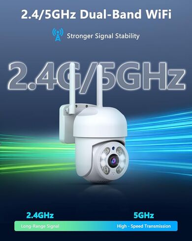 OOSSXX Wireless 2.4G/5G WiFi Cameras for Outdoor Home Security, 2K 3MP PTZ Camera 2-Way Audio,Outside Video Surveillance Indoor, Color Night Vision in Kuwait