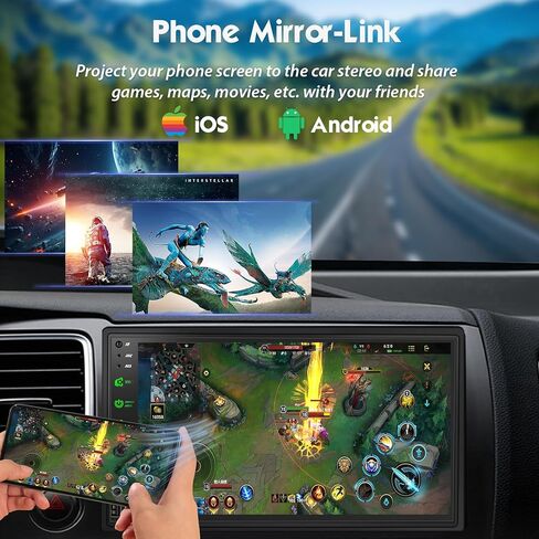 [Upgraded DSP] 7'' Double Din Car Stereo with Wireless Apple Carplay Android Auto, 240W Powerful Sound, FM/AM Radio, 7 Inch LCD Ultra HD Touchscreen, Bluetooth Handsfree, Waterproof Backup Camera, SWC in Kuwait