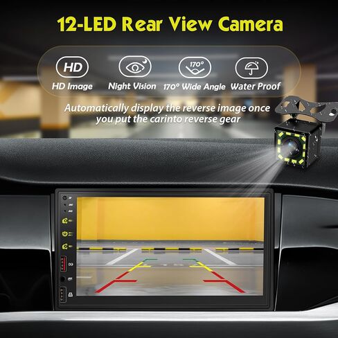 [Upgraded DSP] 7'' Double Din Car Stereo with Wireless Apple Carplay Android Auto, 240W Powerful Sound, FM/AM Radio, 7 Inch LCD Ultra HD Touchscreen, Bluetooth Handsfree, Waterproof Backup Camera, SWC in Kuwait