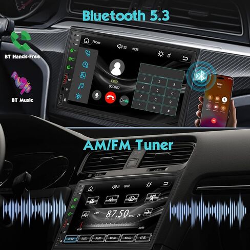 [Upgraded DSP] 7'' Double Din Car Stereo with Wireless Apple Carplay Android Auto, 240W Powerful Sound, FM/AM Radio, 7 Inch LCD Ultra HD Touchscreen, Bluetooth Handsfree, Waterproof Backup Camera, SWC in Kuwait