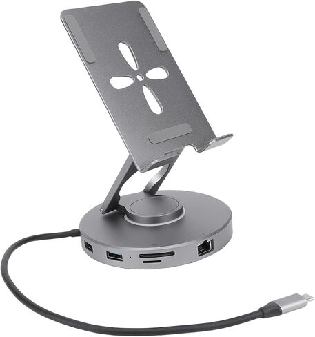 حامل محطة إرساء USB C، حامل كمبيوتر لوحي 10 في 1 مع قارئ بطاقة 3.5 ملم مقبس صوت USB 3.0 100 وات منفذ PD، لأجهزة الكمبيوتر المحمولة وأجهزة الكمبيوتر اللوحية وأجهزة الألعاب in Kuwait