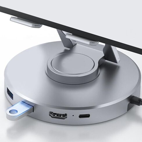 حامل محطة إرساء USB C، حامل كمبيوتر لوحي 10 في 1 مع قارئ بطاقة 3.5 ملم مقبس صوت USB 3.0 100 وات منفذ PD، لأجهزة الكمبيوتر المحمولة وأجهزة الكمبيوتر اللوحية وأجهزة الألعاب in Kuwait