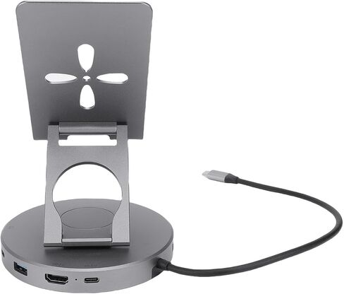 حامل محطة إرساء USB C، حامل كمبيوتر لوحي 10 في 1 مع قارئ بطاقة 3.5 ملم مقبس صوت USB 3.0 100 وات منفذ PD، لأجهزة الكمبيوتر المحمولة وأجهزة الكمبيوتر اللوحية وأجهزة الألعاب in Kuwait