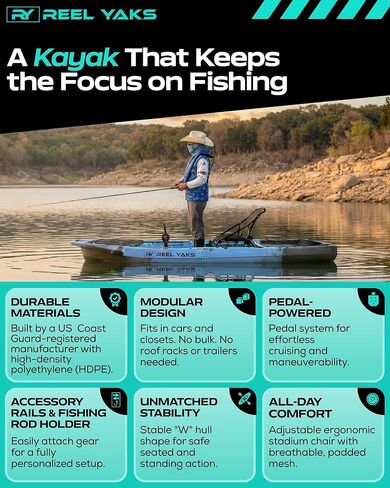 Recon Modular Fishing Kayak - بطول 10 أقدام خفيفة الوزن ، اجلس على قمة قوارب الكبار للبالغين والشباب - تصميم مستقر ومحمول ، مثالي لتوفير الفضاء - 400 رطل السعة in Saudi Arabia