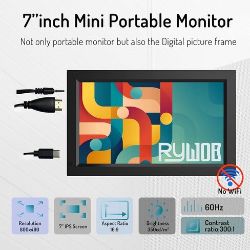 شاشة صغيرة مقاس 7 بوصات، شاشة TFT LCD، مدخل HDMI/USB/بطاقة/AV، شاشة صغيرة مع مكبرات صوت مدمجة وجهاز تحكم عن بعد، شاشة صغيرة متعددة الوظائف لجهاز Raspberry Pi PC/TV/DVD in Kuwait