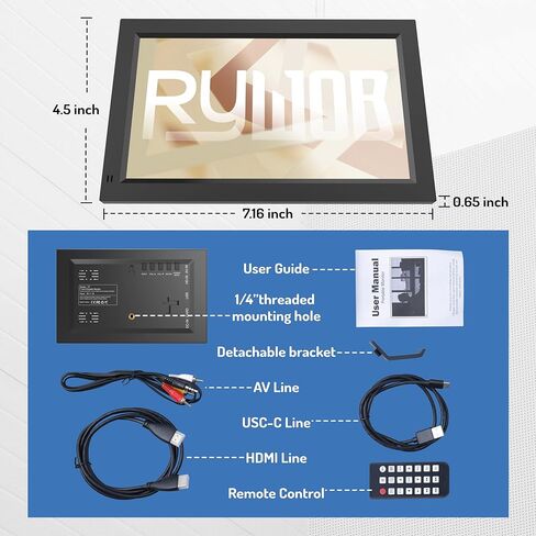 شاشة صغيرة مقاس 7 بوصات، شاشة TFT LCD، مدخل HDMI/USB/بطاقة/AV، شاشة صغيرة مع مكبرات صوت مدمجة وجهاز تحكم عن بعد، شاشة صغيرة متعددة الوظائف لجهاز Raspberry Pi PC/TV/DVD in Kuwait
