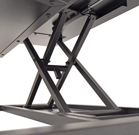 Luxor 2-Tier Height-Adjustable Pneumatic Lift Standing Desk Converter with Keyboard Tray and Built-in Cable Management - White Oak in Kuwait