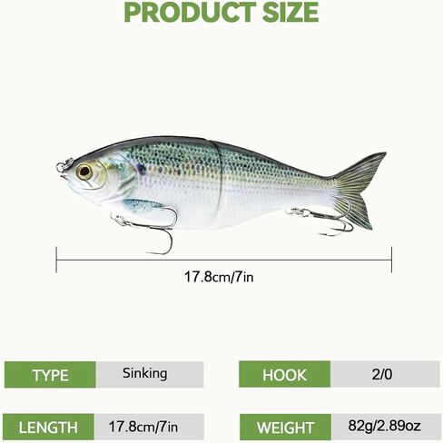 SwimShad Glide Baits Jointed Slow Sink Bass Lure, Swimbait Bass Pike Salmon Trout Muskie Fishing Lure in Saudi Arabia