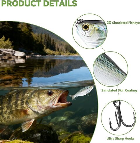 SwimShad Glide Baits Jointed Slow Sink Bass Lure, Swimbait Bass Pike Salmon Trout Muskie Fishing Lure in Saudi Arabia