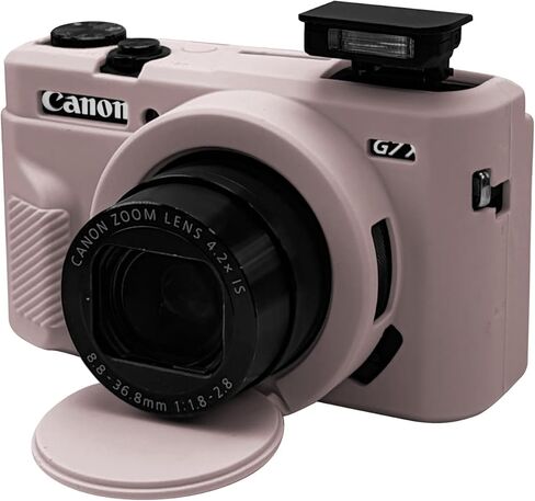 Camera Case for Canon Powershot G7 X Mark II, G7XII Case Protective Cover with Removable Lens Cap, Soft Silicone Slim Fit Anti-Scratch G7X2 Camera Sleeve Accessories(Pink) in Kuwait