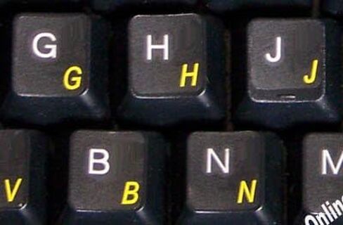 German Transparent Background Keyboard Stickers with Yellow Letters for Computer LAPTOPS Desktop in Kuwait