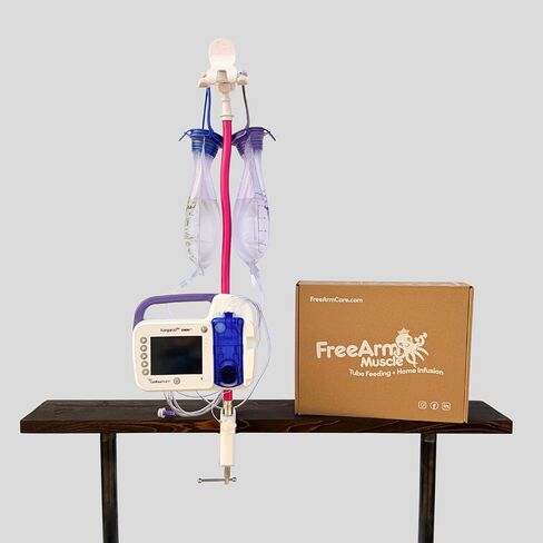 Tube Feeding Holder, Hands-Free Gravity Syringe Feeding, Portable IV Pole for Pump Feeding & Infusions, Adjustable Clamp, Bendable Arm for Feed Rate Control & Travel | Blue in Saudi Arabia