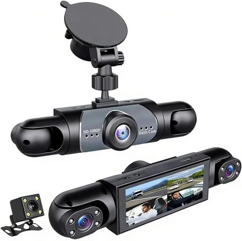 Sakerplus 360° 4 Channel Dash Full View Car Dashcam System,1080P Full HD Car Recorder Dash Cam with 128GB SD Card, Night Vision, G-Sensor, Loop Recording for Vehicles in Kuwait
