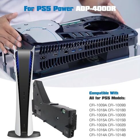 [2025 جديد] استبدال وحدة إمداد الطاقة ADP-400DR، CFI-1015A لجهاز So-ny PS5 PlayStation 5 - أسود in Kuwait