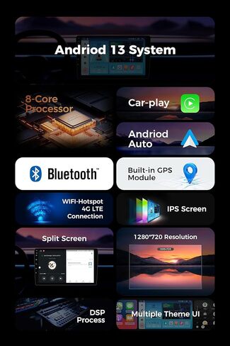 لكرايسلر 300 2015-2019 راديو تحديث استبدال ستيريو السيارة مع Carplay & Android Auto 8-Core 4+64G وحدة الرأس 9 بوصة 1280x720 IPS شاشة تعمل باللمس بلوتوث in Kuwait