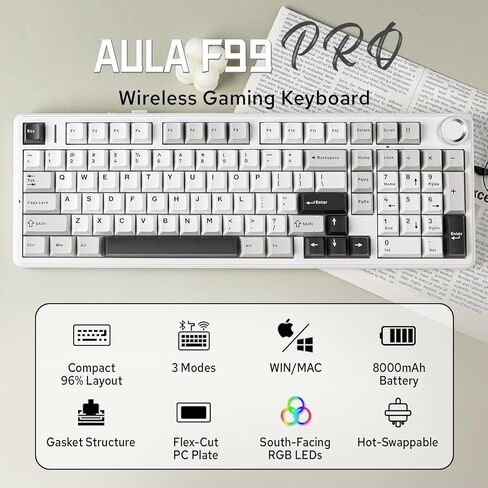 MechLands Aula F99 PRO 96% Mechanical Gaming Keyboard with LEOBOG Ice Vein 100 Pcs 42gf Linear Keyboard Switches in Kuwait