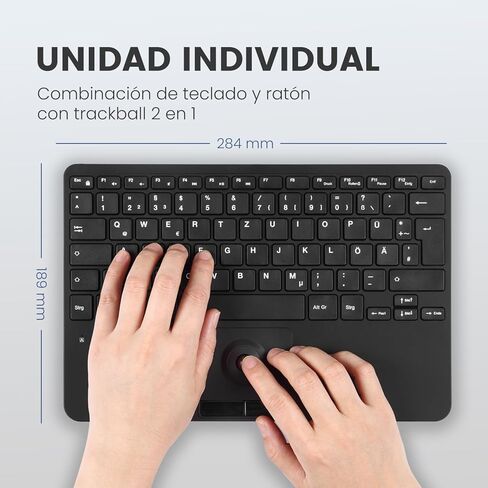 Perixx PERIBOARD-526 ES, Mini teclado USB con Cable y trackball - Teclas de tijera tipo X - 28 x 18 x 2,8 cm - 2 concentradores USB integrados - Español in Kuwait