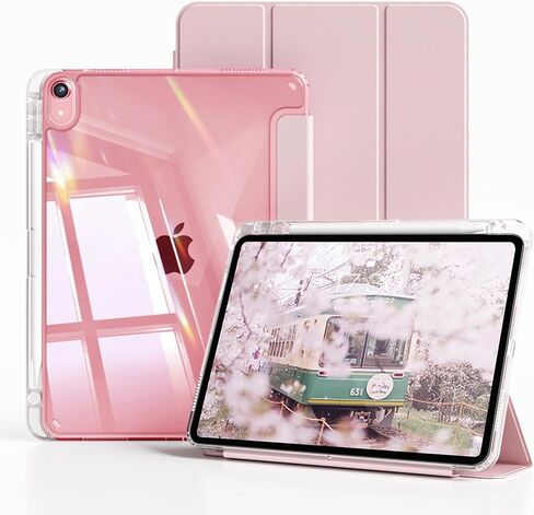 حافظة kenke لجهاز iPad (A16) الجيل الحادي عشر 11 بوصة 2025، iPad الجيل العاشر 10.9 بوصة 2022 مع حامل أقلام، غطاء إطاري ناعم نحيف من مادة TPU مع غطاء خلفي صلب شفاف شفاف، نوم/استيقاظ تلقائي، وردي فاتح in Kuwait