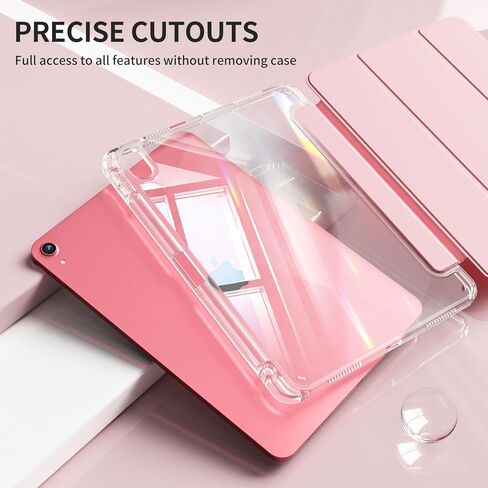 حافظة kenke لجهاز iPad (A16) الجيل الحادي عشر 11 بوصة 2025، iPad الجيل العاشر 10.9 بوصة 2022 مع حامل أقلام، غطاء إطاري ناعم نحيف من مادة TPU مع غطاء خلفي صلب شفاف شفاف، نوم/استيقاظ تلقائي، وردي فاتح in Kuwait