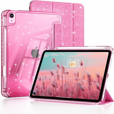 حافظة kenke لجهاز iPad (A16) الجيل الحادي عشر 11 بوصة 2025، iPad الجيل العاشر 10.9 بوصة 2022 مع حامل أقلام، غطاء إطاري ناعم نحيف من مادة TPU مع غطاء خلفي صلب شفاف شفاف، نوم/استيقاظ تلقائي، وردي فاتح in Kuwait