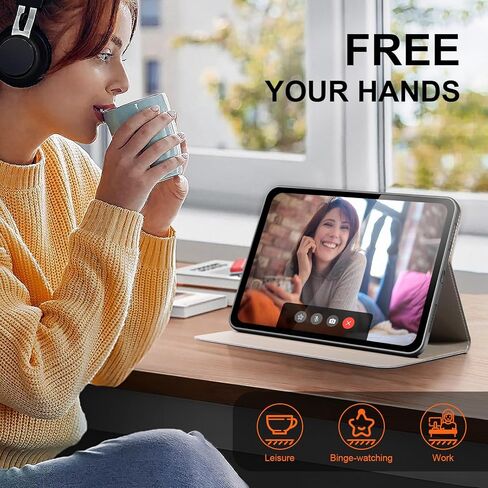حافظة لجهاز iPad mini 7 (A17 Pro) 2024، iPad mini الجيل السادس 2021، غطاء ذكي واقٍ من الجلد مقاوم للصدمات وحامل قابل للتعديل - تنبيه/غفو تلقائي وزوايا رؤية متعددة، رمادي بني in Kuwait