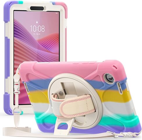 حافظة ProCase متينة لجهاز Lenovo Tab One/K9 8.7 بوصة 2025، غطاء واقٍ متين مقاوم للصدمات ومسند دوار مع حامل مقبض وحزام كتف لجهاز Lenovo Tab One/K9 - ملون in Kuwait