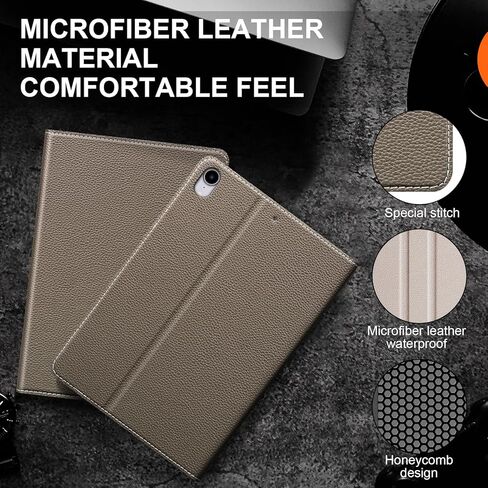 حافظة لجهاز iPad mini 7 (A17 Pro) 2024، iPad mini الجيل السادس 2021، غطاء ذكي واقٍ من الجلد مقاوم للصدمات وحامل قابل للتعديل - تنبيه/غفو تلقائي وزوايا رؤية متعددة، رمادي بني in Kuwait